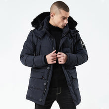 Load image into Gallery viewer, 2019 New Winter Casual Long Style Hooded Epaulet Cotton Padded Jackets Men Thick Hat Windproof Fashion Men Parka Pockets Coats