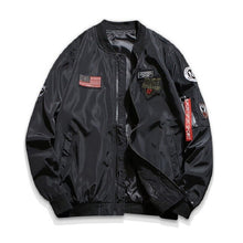 Load image into Gallery viewer, Men Bomber Jacket Slim Male Wear Casual Windbreaker Man Pilot Jacket with Patches Green Thin Mens Coat Outwear Clothing,ZA267